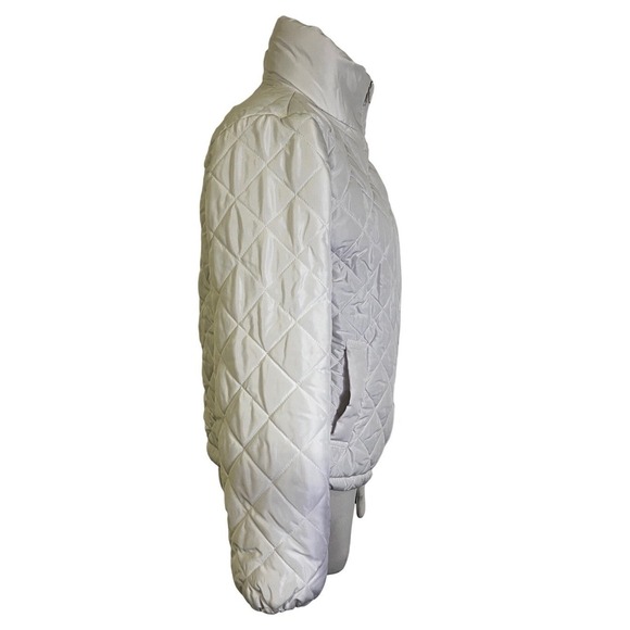 Jason Maxwell White Quilted Puffer Jacket Lightweight Full Zip Coat Size Small - Picture 3 of 7